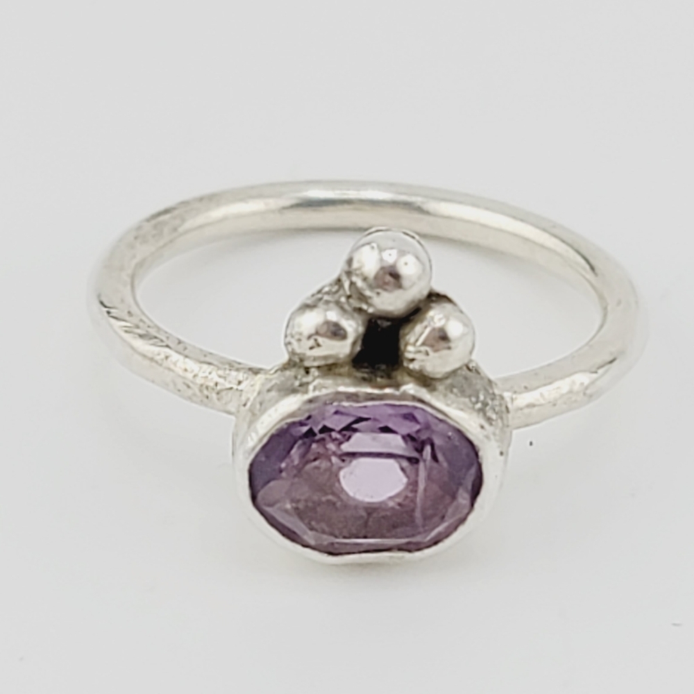 AMETHYST PRINCESS RING HANDMADE IN STERLING SILVER METAL SIZE 8.5 - Picture 4 of 6